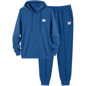 JMIERR Men’s 2 Piece Outfits Hoodie Sweatshirt Tracksuit & Joggers Sweatpants Sweatsuit Set(D Blue)