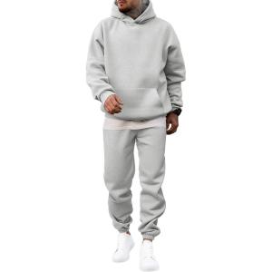 JMIERR Men’s 2 Piece Outfits Hoodie Sweatshirt Tracksuit & Joggers Sweatpants Sweatsuit Set(Light Grey)