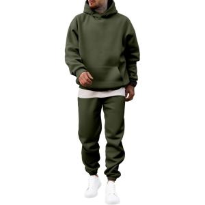 JMIERR Men’s 2 Piece Outfits Hoodie Sweatshirt Tracksuit & Joggers Sweatpants Sweatsuit Set(Moss Green)