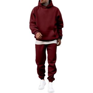 JMIERR Men’s 2 Piece Outfits Hoodie Sweatshirt Tracksuit & Joggers Sweatpants Sweatsuit Set(Red)
