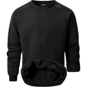 JMIERR Men’s 2025 Casual Crewneck Dress Sweatshirts Pullover Fall Fleece Diamond Texture Warm Winter Comfy Long Sleeve(0 Black)