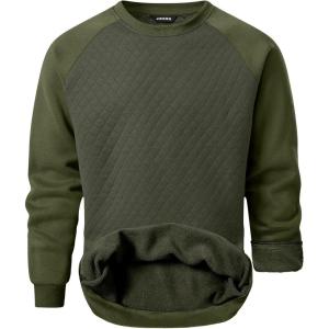 JMIERR Men’s 2025 Casual Crewneck Dress Sweatshirts Pullover Fall Fleece Diamond Texture Warm Winter Comfy Long Sleeve(1 Green)