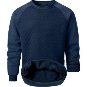 JMIERR Men’s 2025 Casual Crewneck Dress Sweatshirts Pullover Fall Fleece Diamond Texture Warm Winter Comfy Long Sleeve(A Blue)