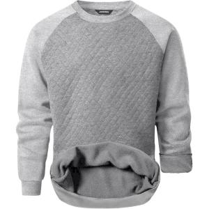 JMIERR Men’s 2025 Casual Crewneck Dress Sweatshirts Pullover Fall Fleece Diamond Texture Warm Winter Comfy Long Sleeve(A Grey)
