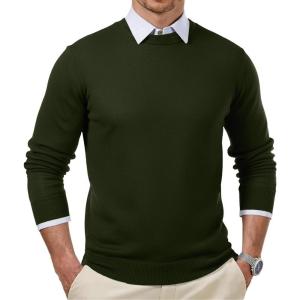 JMIERR Men’s 2025 Warm Fall Fleece Pullover Knit Sweater Classic Crewneck Long Sleeve Slim Fit Soft Comfy Winter Sweaters(A Green)