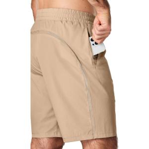 JMIERR Men’s Athletic Running Shorts Lightweight Quick Dry Workout Basketball Gym 7″ Sports Shorts with Zipper Pockets(7″ Khaki)