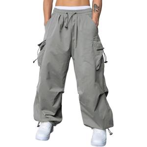 JMIERR Men’s Baggy Cargo Pants Trendy Casual Parachute Pant Loose Fit Harem Joggers with Pockets for Streetwear(A3 Grey)