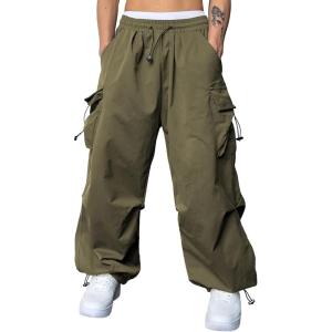 JMIERR Men’s Baggy Cargo Pants Trendy Casual Parachute Pant Loose Fit Harem Joggers with Pockets for Streetwear(A4 Pickle Green)