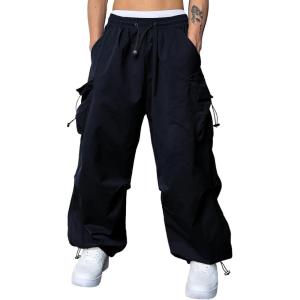JMIERR Men’s Baggy Cargo Pants Trendy Casual Parachute Pant Loose Fit Harem Joggers with Pockets for Streetwear(A5 Navy Blue)