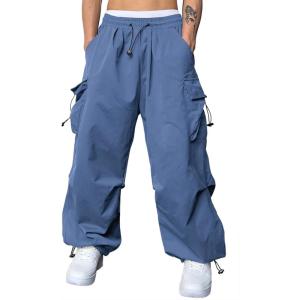 JMIERR Men’s Baggy Cargo Pants Trendy Casual Parachute Pant Loose Fit Harem Joggers with Pockets for Streetwear(A6 Ashleigh Blue)