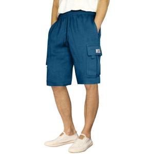JMIERR Mens Cargo Sweat Shorts – Casual Drawstring Elastic Waist Cotton Athletic Workout Gym Jogger Shorts with 5 Pockets(B Blue 2)