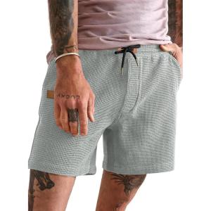 JMIERR Men’s Casual 5″/ 7″ Shorts Waffle Elastic Waist Drawstring Workout Running Jogging Beach Sweat Shorts with Pockets(04 Light Grey)
