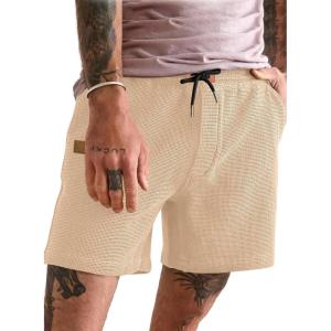 JMIERR Men’s Casual 5″/ 7″ Shorts Waffle Elastic Waist Drawstring Workout Running Jogging Beach Sweat Shorts with Pockets(B Beige)