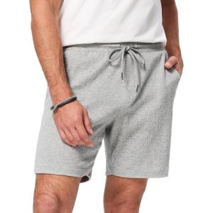JMIERR Mens Casual 7″ Shorts Cotton Elastic Waist Drawstring Summer Texture Stretch Beach Shorts with Pockets(Grey)