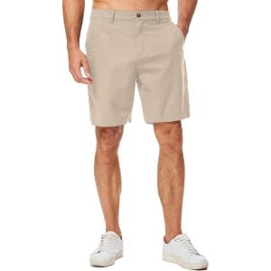 JMIERR Mens Casual 8″ Cotton Linen Shorts – Button Waist Summer Beach Shorts with Pockets(Brown)