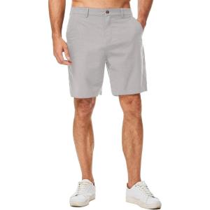 JMIERR Mens Casual 8″ Cotton Linen Shorts – Button Waist Summer Beach Shorts with Pockets(Light Grey)
