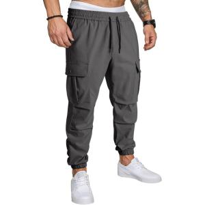 JMIERR Mens Casual Cargo Joggers Pants Elastic Waist Drawstring Stretch Relaxed Fit Work Pants Tapered Sweatpants(Carbon Grey)