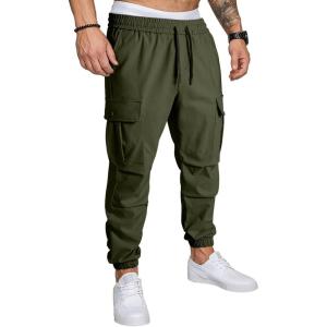 JMIERR Mens Casual Cargo Joggers Pants Elastic Waist Drawstring Stretch Relaxed Fit Work Pants Tapered Sweatpants(Moss Green)