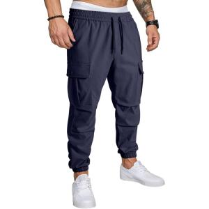 JMIERR Mens Casual Cargo Joggers Pants Elastic Waist Drawstring Stretch Relaxed Fit Work Pants Tapered Sweatpants(Philippine Gray)