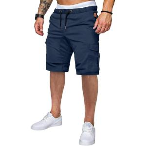 JMIERR Mens Casual Cargo Shorts – Cotton Drawstring Stretch Summer Beach Shorts Twill Chino Short with 6 Pockets(A Blue2)