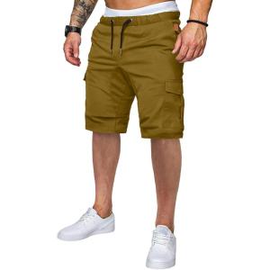 JMIERR Mens Casual Cargo Shorts – Cotton Drawstring Stretch Summer Beach Shorts Twill Chino Short with 6 Pockets(A Khaki)