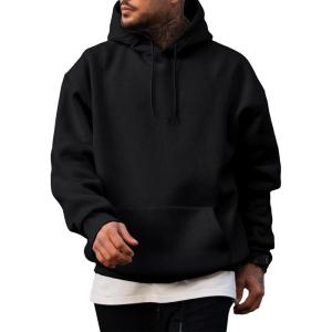 JMIERR Mens Casual Cotton Hooded Collar Drawstring Hoodies Pullover Sweatshirts Casual Long Sleeve Shirts(Black)