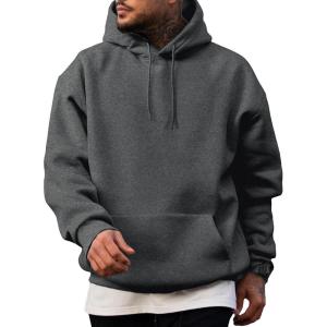 JMIERR Mens Casual Cotton Hooded Collar Drawstring Hoodies Pullover Sweatshirts Casual Long Sleeve Shirts(Carbon Grey)