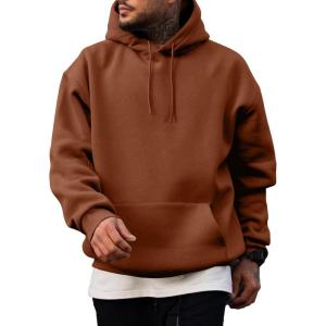 JMIERR Mens Casual Cotton Hooded Collar Drawstring Hoodies Pullover Sweatshirts Casual Long Sleeve Shirts(Chestnut)