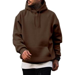 JMIERR Mens Casual Cotton Hooded Collar Drawstring Hoodies Pullover Sweatshirts Casual Long Sleeve Shirts(Chicory Coffee)