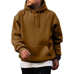 JMIERR Mens Casual Cotton Hooded Collar Drawstring Hoodies Pullover Sweatshirts Casual Long Sleeve Shirts(Coffee)