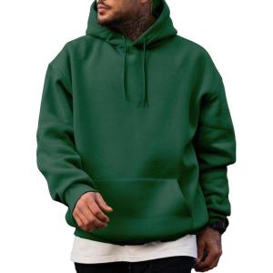 JMIERR Mens Casual Cotton Hooded Collar Drawstring Hoodies Pullover Sweatshirts Casual Long Sleeve Shirts(Dark Green)