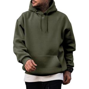 JMIERR Mens Casual Cotton Hooded Collar Drawstring Hoodies Pullover Sweatshirts Casual Long Sleeve Shirts(Green)