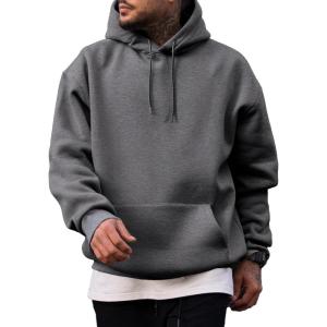 JMIERR Mens Casual Cotton Hooded Collar Drawstring Hoodies Pullover Sweatshirts Casual Long Sleeve Shirts(Grey)
