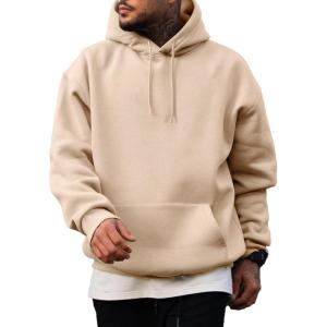 JMIERR Mens Casual Cotton Hooded Collar Drawstring Hoodies Pullover Sweatshirts Casual Long Sleeve Shirts(Khaki)