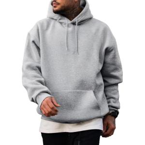 JMIERR Mens Casual Cotton Hooded Collar Drawstring Hoodies Pullover Sweatshirts Casual Long Sleeve Shirts(Light Grey)