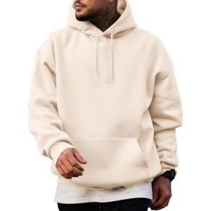 JMIERR Mens Casual Cotton Hooded Collar Drawstring Hoodies Pullover Sweatshirts Casual Long Sleeve Shirts(Oatmeal)