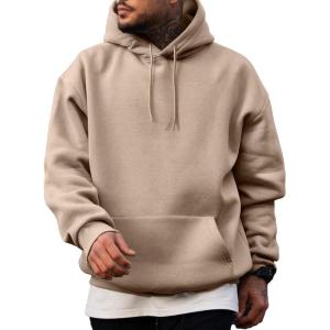 JMIERR Mens Casual Cotton Hooded Collar Drawstring Hoodies Pullover Sweatshirts Casual Long Sleeve Shirts(Parchment)