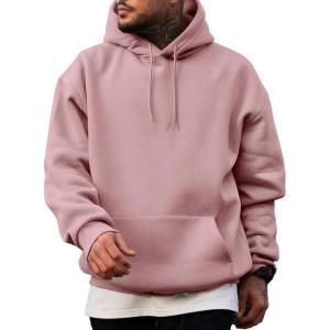 JMIERR Mens Casual Cotton Hooded Collar Drawstring Hoodies Pullover Sweatshirts Casual Long Sleeve Shirts(Rose Tan)