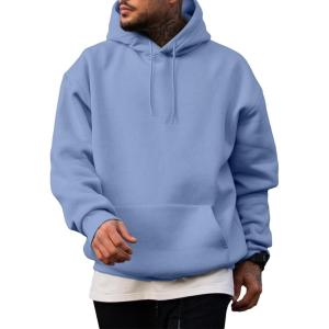 JMIERR Mens Casual Cotton Hooded Collar Drawstring Hoodies Pullover Sweatshirts Casual Long Sleeve Shirts(Sky Blue)