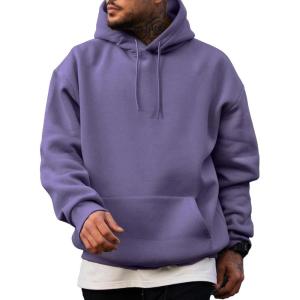 JMIERR Mens Casual Cotton Hooded Collar Drawstring Hoodies Pullover Sweatshirts Casual Long Sleeve Shirts(Wisteria)