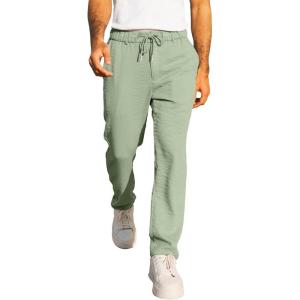JMIERR Men’s Casual Drawstring Pants Elastic Waist Lightweight Pant Summer Beach Trouser with Pockets(Grass Green)