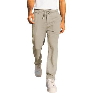 JMIERR Men’s Casual Drawstring Pants Elastic Waist Lightweight Pant Summer Beach Trouser with Pockets(Gray)