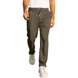 JMIERR Men’s Casual Drawstring Pants Elastic Waist Lightweight Pant Summer Beach Trouser with Pockets(Greyish Green)