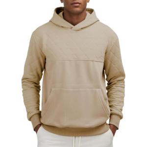 JMIERR Mens Casual Hooded Collar Fleece Hoodies Pullover Sweatshirts Warm Long Sleeve Shirts(Apricot)
