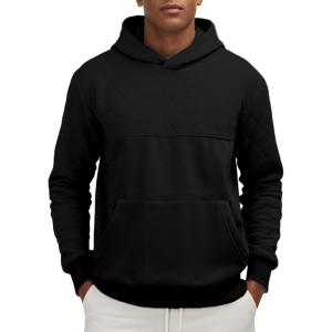 JMIERR Mens Casual Hooded Collar Fleece Hoodies Pullover Sweatshirts Warm Long Sleeve Shirts(Black)