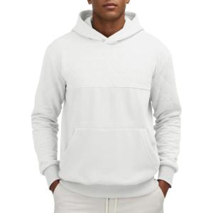 JMIERR Mens Casual Hooded Collar Fleece Hoodies Pullover Sweatshirts Warm Long Sleeve Shirts(White)