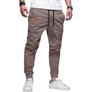 JMIERR Mens Casual Joggers Pants – Cotton Drawstring Chino Cargo Pants Hiking Outdoor Twill Track Jogging Sweatpants Pants(Chestnut)