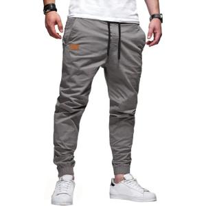 JMIERR Mens Casual Joggers Pants – Cotton Drawstring Chino Cargo Pants Hiking Outdoor Twill Track Jogging Sweatpants Pants(Dark Grey)