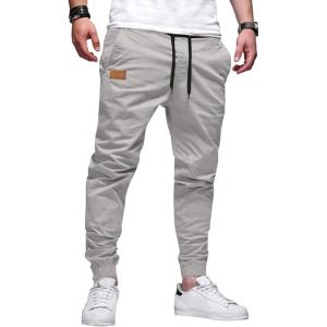 JMIERR Mens Casual Joggers Pants – Cotton Drawstring Chino Cargo Pants Hiking Outdoor Twill Track Jogging Sweatpants Pants(Gray)