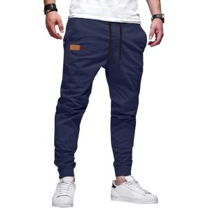 JMIERR Mens Casual Joggers Pants – Cotton Drawstring Chino Cargo Pants Hiking Outdoor Twill Track Jogging Sweatpants Pants(Sail Blue)